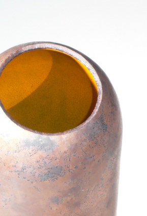 vase kupfer gelb emailliert